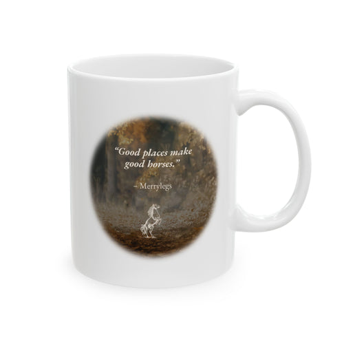 Black Beauty Ceramic Mug — back view showing design detail