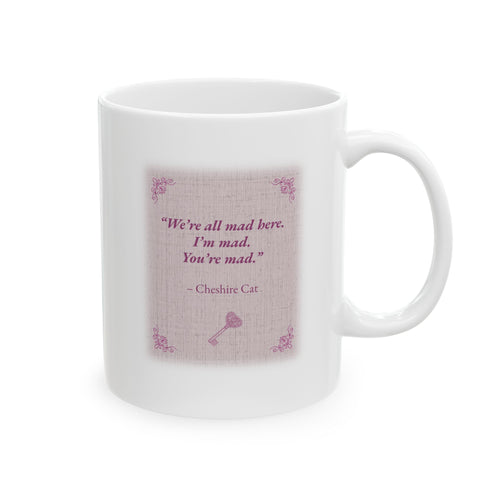 Alice's Adventures in Wonderland Ceramic Mug — back view showing design detail
