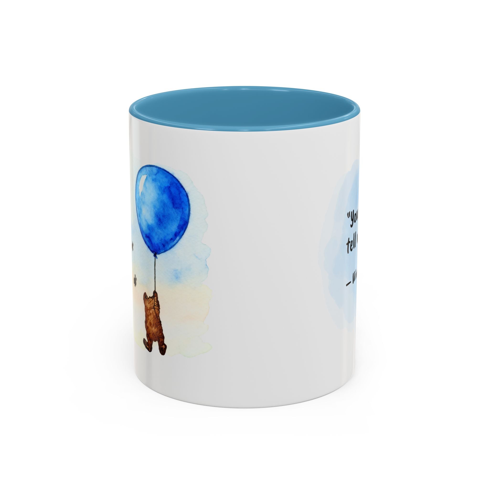 Winnie-the-Pooh Quote Accent Coffee Mug – “You never can tell with bees” (Blue Interior)