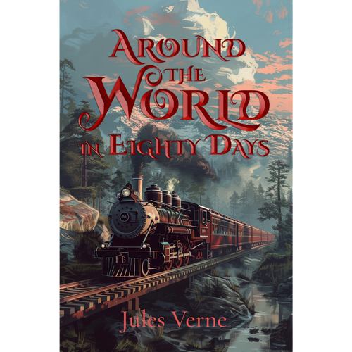 Around the World in Eighty Days by Jules Verne — illustrated unabridged edition, book cover