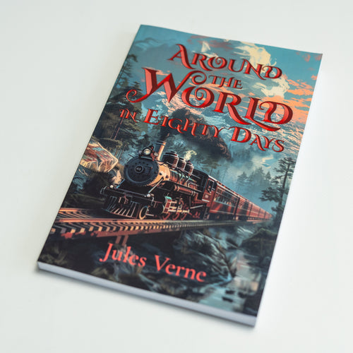 Around the World in Eighty Days — paperback edition, front cover horizontal view